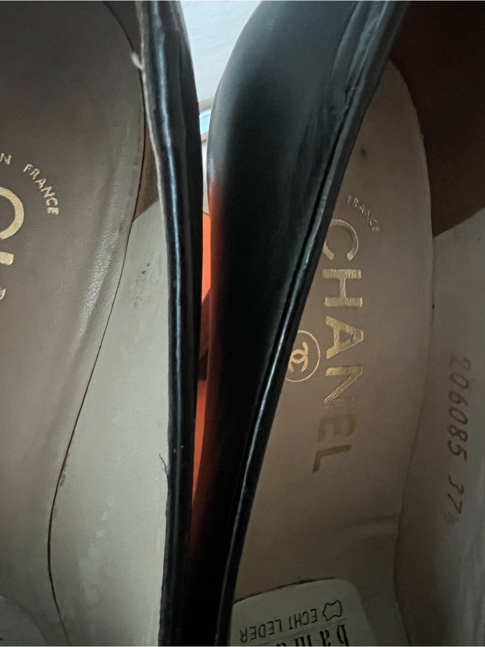 CHANEL Black Leather Pointed Toe Pumps with Gold CC Medallion - Picture 12 of 16